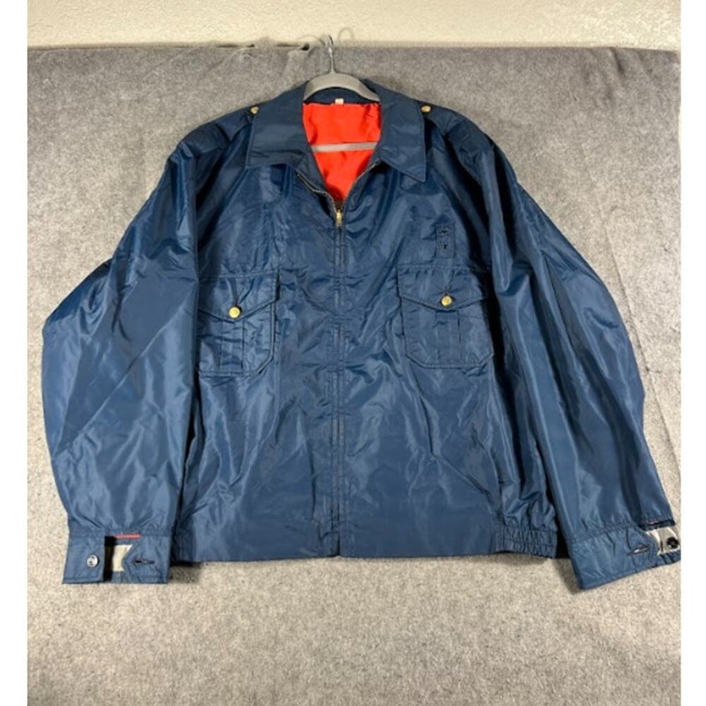 VTG 70s Horace Small Utility Bomber Jacket Men XL Blue Orange Lining Windbreaker